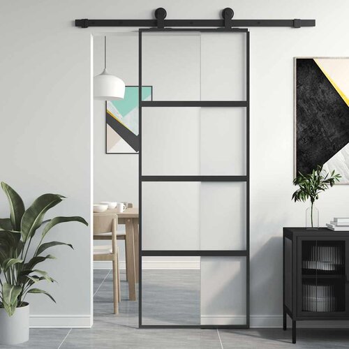  Klizna vrata crna 76x205 cm od kaljenog stakla i aluminija Cijene
