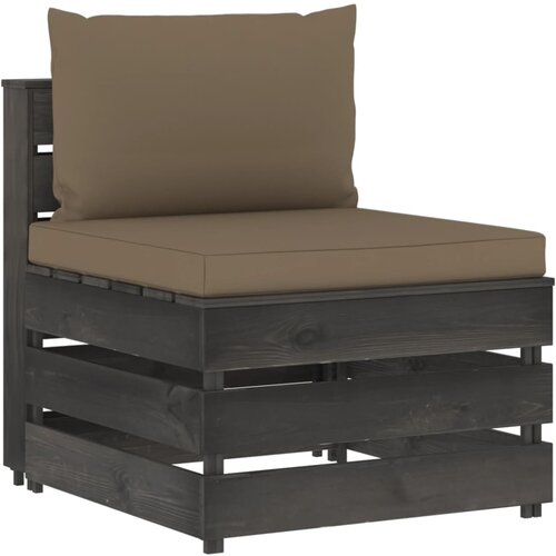 VidaXL Modularna srednja sofa s jastucima od sivo impregniranog drva Slike
