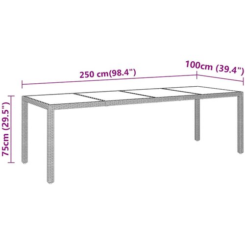  11-dijelni vrtni blagovaonski set od poliratana sivi Siva Dužina stola 250 cm Slike