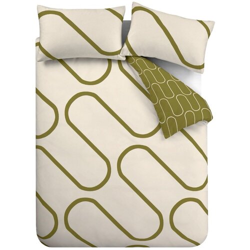 Catherine Lansfield Kaki zelena/bež posteljina za bračni krevet/za produženi krevet 230x220 cm Linear Curve – Cijene