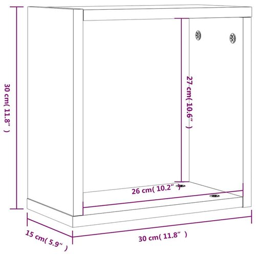vidaXL Stenske police kockaste 4 kosi rjavega hrast 30x15x30 cm Cene