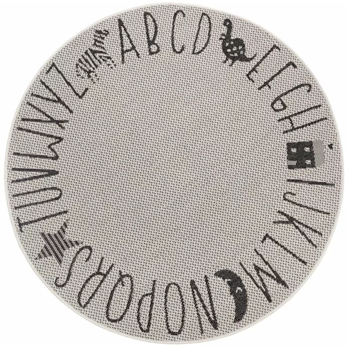Ragami Črno-siva otroška preproga Letters, ø 160 cm