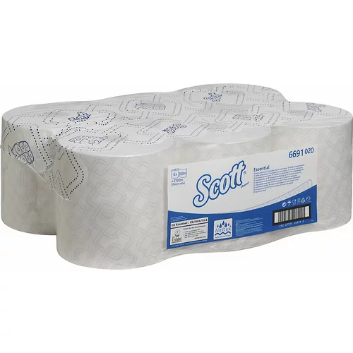 Kimberly Clark Papirnate brisače Scott® ESSENTIAL™, Airflex™, DE 6 zvitkov po 350 m, 1-slojna izvedba
