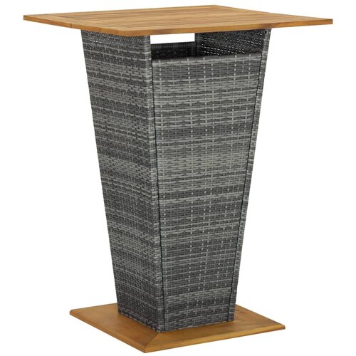 vidaXL barska miza siva 80x80x110 cm poli ratan in trden akacijev les Cene