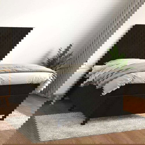 Box spring postelja z vzmetnico črna 100x200 cm žamet, (20792012) Slike