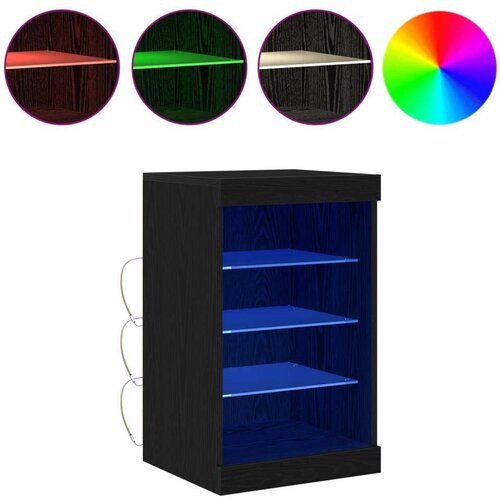  Komoda s LED svjetlima Crna hrastovina 41x37x67 cm Slike