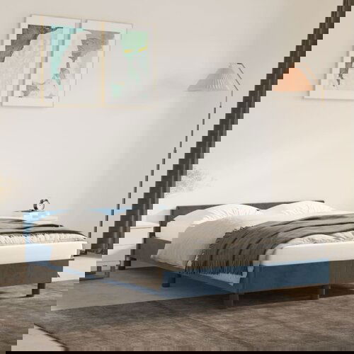 VidaXL Okvir za krevet s uzglavljem tamnoplavi 120 x 200 cm bar&amp;scaron;unasti Slike