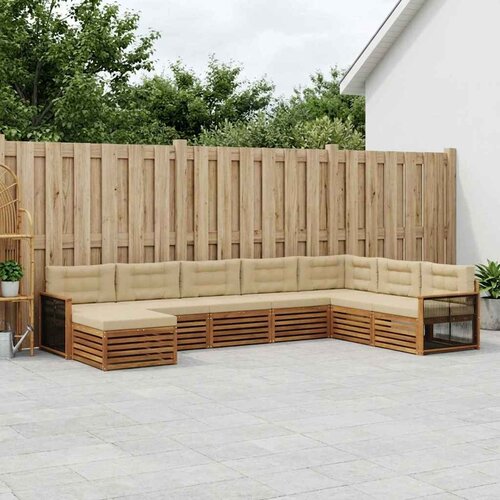  Set vanjskih sofa 8 kom. Prirodna i bež Čvrsto drvo akacije Cene
