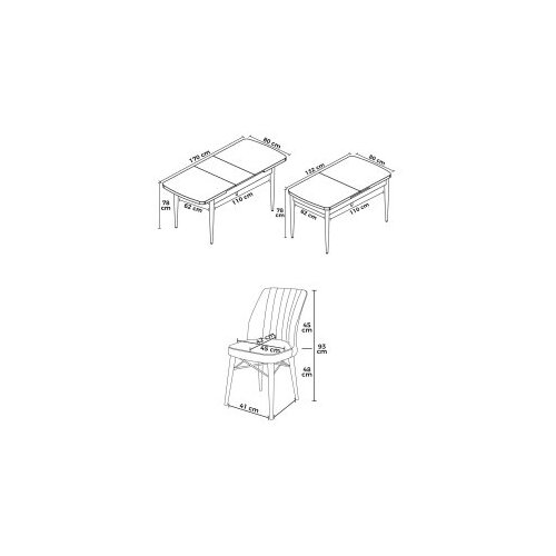 Hanah home Set Trpezarijski sto i 6 stolica Eva, Bordo-crna Slike