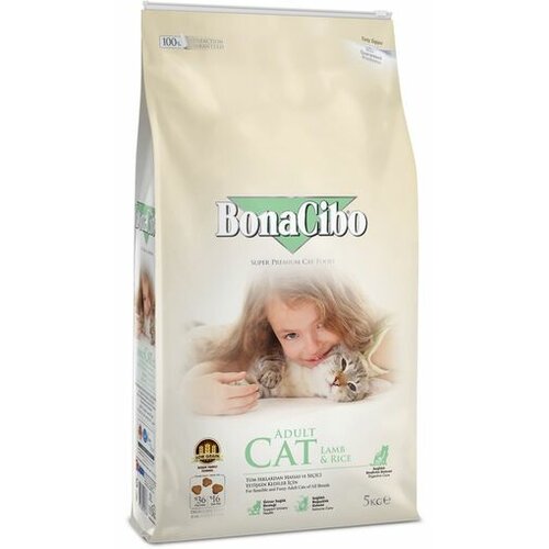 BonaCibo Hrana za odrasle mačke super premium jagnjetina i pirinač 5kg Slike