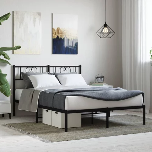 Metalni okvir za krevet s uzglavljem crni 150x200 cm