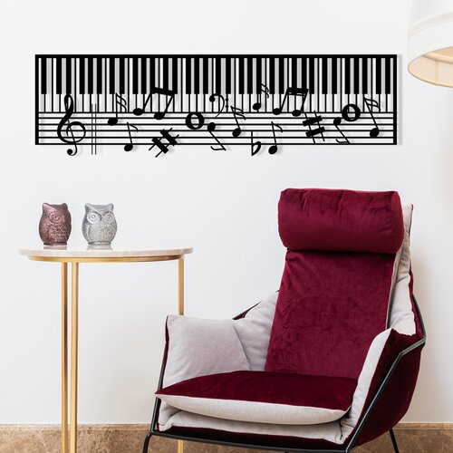 Opviq zidna dekoracija Piano-M121, 70x30 cm, 1.2 mm, Crna Slike