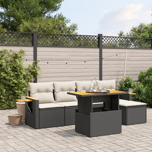vidaXL 6-dijelni set vrtnih sofa s jastucima crni od poliratana Cijene