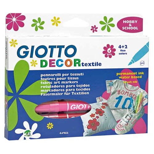  Flomasteri za tekstil GIOTTO DECOR textile/ 6 boja (markeri - boje za) Cijene