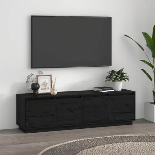 TV ormarić crni 156 x 37 x 45 cm od masivne borovine
