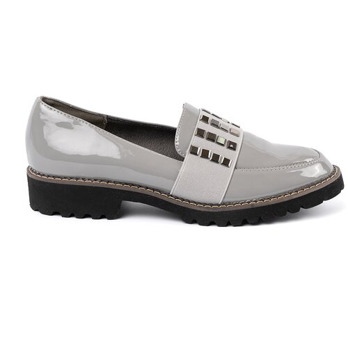 GOODIN Grey lacquered loafers with silver studs Cijene