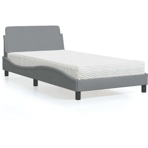 VidaXL Krevet s madracem svjetlosivi 100x200 cm od tkanine Slike