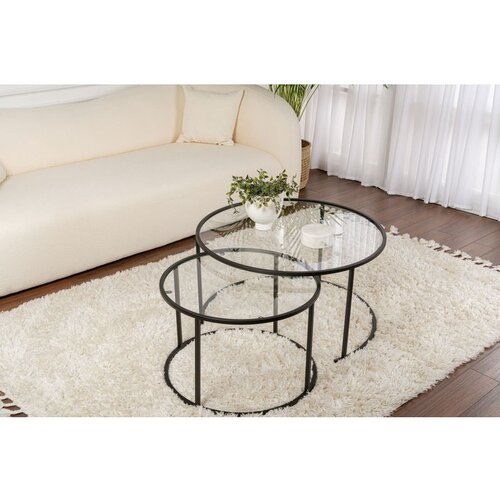Hanah home Aurum - 80, 60 - Black, Transparent BlackTransparent Coffee Table Set Cene