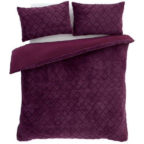 Catherine Lansfield Bordo rdeča posteljnina za zakonsko posteljo iz mikropliša 200x200 cm Cosy Diamond – Cene