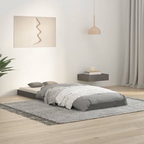 The Living Store Posteljni okvir siv 75x190 cm trdna borovina - Posteljni Okvir, (21531268) Cene