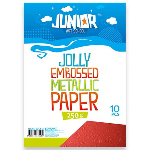 Junior jolly Embossed Metallic Paper, papir metalik reljefni, A4, 250g, 10K, odaberite Crvena Slike