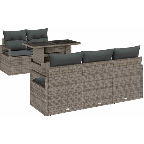  Sjedeća garnitura za vrt 6 kom. Siva Poli ratan 175 x 62 x 85 cm Slike