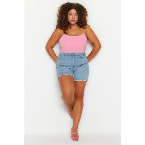 Trendyol Curve Plus Size Shorts & Bermuda - Blue - Normal Waist