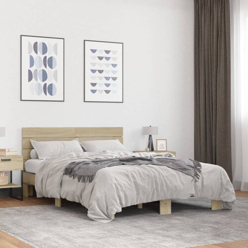 Furnova Posteljni okvir sonoma hrast 120x200 cm inž. les in kovina, (21938204) Slike
