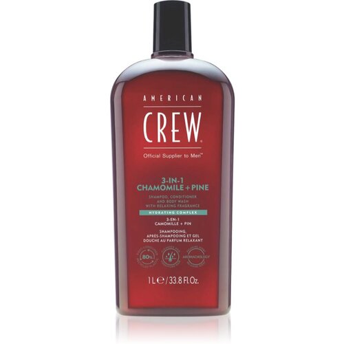 American Crew 3 in 1 Chamimile + Pine 3 u1 &amp;scaron;ampon, regenerator i gel za tu&amp;scaron;iranje za mu&amp;scaron;karce 1000 ml Slike