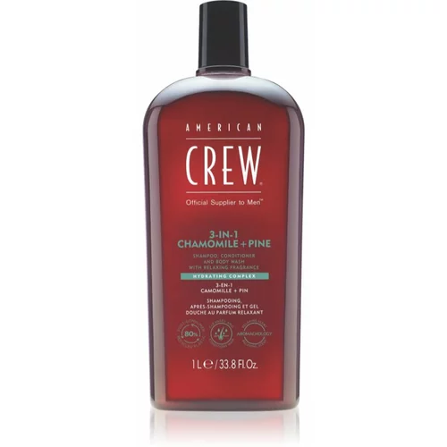 American Crew 3 in 1 Chamimile + Pine 3 v 1 šampon, balzam in gel za prhanje za moške 1000 ml