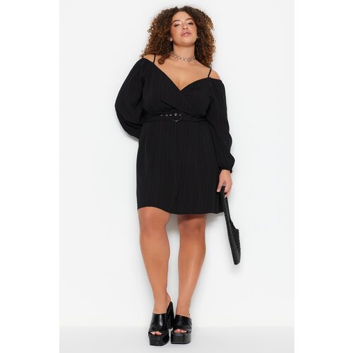 Trendyol Curve Plus Size Dress - Black - Skater Slike