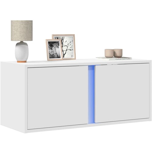 VidaXL Stenska TV omarica z LED lučkami bela 80x31x35 cm Slike