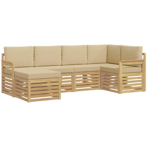  Set vanjskih sofa 6 pcs Bijela i bež 247 x 128,5 x 73 cm Slike