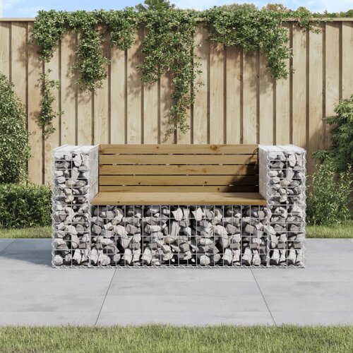 VidaXL Vrtna gabionska klop 143x71x65,5 cm impregnirana borovina Slike