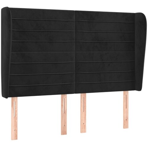 Maison Chic posteljno vzglavje - vzglavna omarica - nočna omarica z u&amp;scaron;esi črno 147x23x118/128 cm žamet, (21712058) Slike