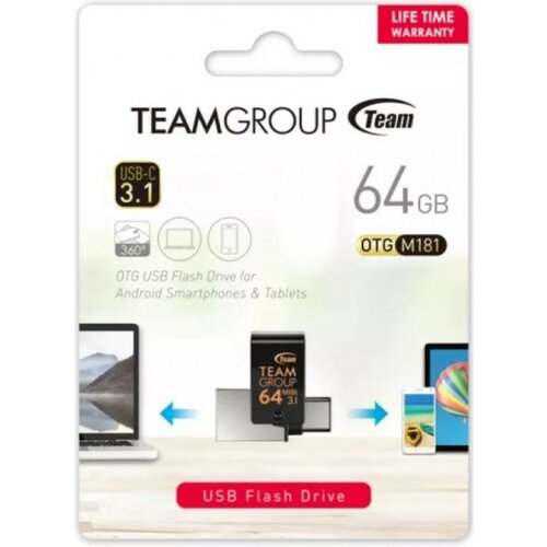 Team Group 64GB M181 USB 3.1 + Type C BLACK TM181364GB01 usb memorija Slike