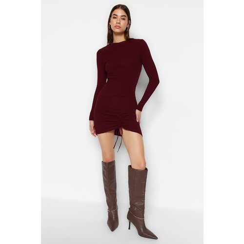Trendyol Claret Red Mini Knitwear Dress Slike