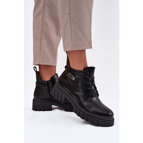 Boto Low Insulated Women's Ankle Boots on Block with Decorative Strap Black Therisse Cijene