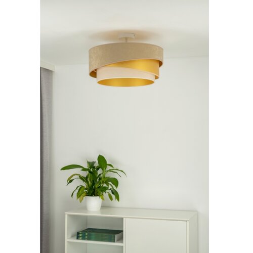  duolla - plafonski luster kobo 1xE27/15W/230V prečnik 45 cm bež/zlatna/krem Slike