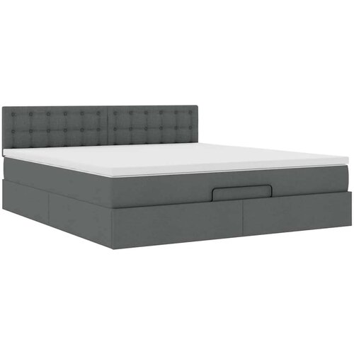 VidaXL Otomanski krevet s madracem tamnosivi 160x200cm od tkanine Slike
