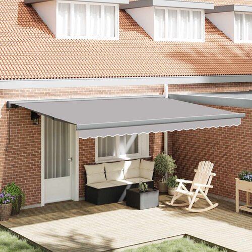VidaXL Retraktilna tenda Svetlo siva 4 &amp;times;3 m Platno - - Svetlo siva - 52 - 4 &amp;times;3 m - 2025- Slike