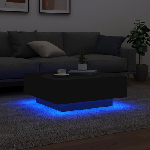  Stolić za kavu s LED svjetlima crni 80x80x31 cm Slike