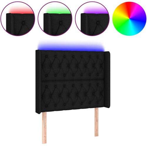 Maison Chic led posteljno vzglavje - vzglavna omarica - nočna omarica črno 93x16x118/128 cm blago, (21711816) Slike