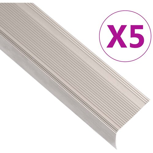 VidaXL Obroba za stopnice L-oblike 5 kos aluminij 100 cm barva penine Slike