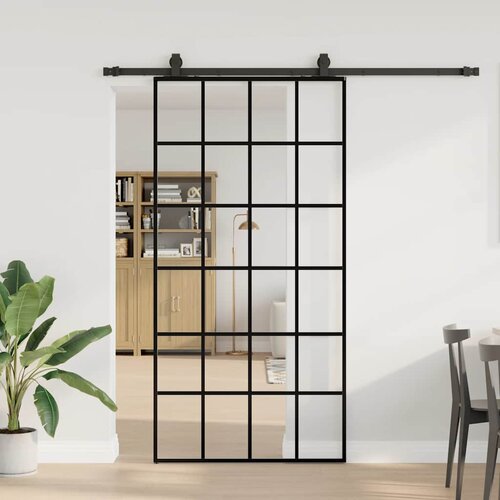 vidaXL Klizna vrata s priborom crna 102 x 205 cm od ESG stakla Cijene