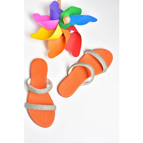 Fox Shoes Orange Stone Detailed Women's Slippers Slike