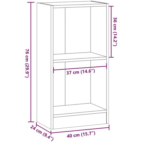 VidaXL Regal za knjige boja hrasta 40x24x76 cm konstruirano drvo Slike