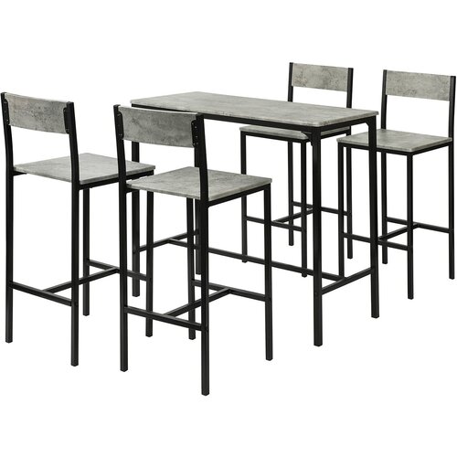 SoBuy komplet barske mize s 4 stoli z vzorcem cementa v industrijskem slogu, (20814602) Cene