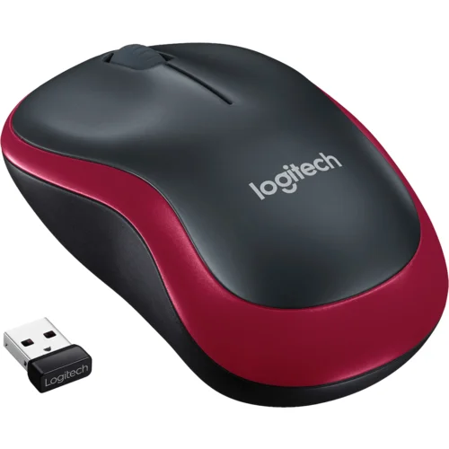 Logitech Miš bežični, 2.4 GHz, 1000 dpi, USB nano, Red – M185