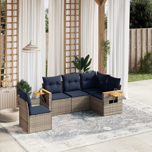 vidaXL 5-dijelni set vrtnih sofa od poliratana s jastucima sivi Cene